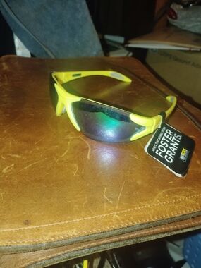 Foster Grant Yellow Wraparound Sunglasses with Mirrored Lenses